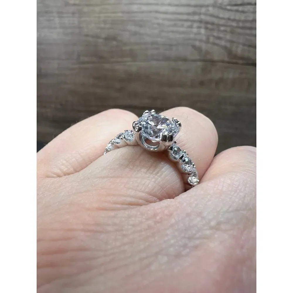 Cubic zirconia sterling silver ring size 7